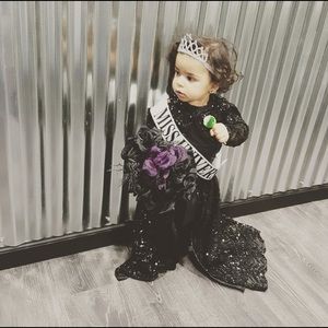 Black Sequined long sleeve romper